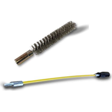 Ecouvillon INOX Condenseur Lot de 10 avec 1 tringle flexible 48 cm Ø 15 mm Raccord laiton taraudé M6 femelle Torsade en acier galvanisé Brosse nettoyage Kibros 4TCI15Tx10 (1/5)