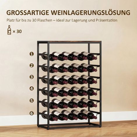 Cave à vin pour 30 bouteilles, étagère métallique autoportante pour cave ou cellier, 59 x 30 x 88,5 cm, brun rustique (1/5)