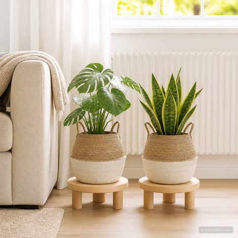 vidaXL Plant Pot with Handles 2 pcs White 脴 32 x 32 cm 100% Seagrass (1/5)