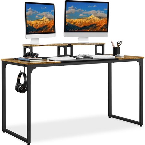 Yaheetech Scrivania per Computer Tavolo Porta PC Postazioni di Lavoro Mobile da Ufficio Studio Tavolo per Laptop in Stile Industriale 140 x 60 x 89 cm (1/5)