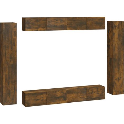 Maison Exclusive - 8-tlg. TV-Schrank-Set Räuchereiche Holzwerksto