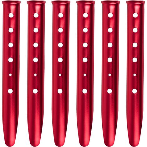 Picchetti per tenda a forma di U in lega di alluminio, 31 cm, per sabbia, set da 6, per neve, spiaggia, campeggio ed escursionismo (rossi)