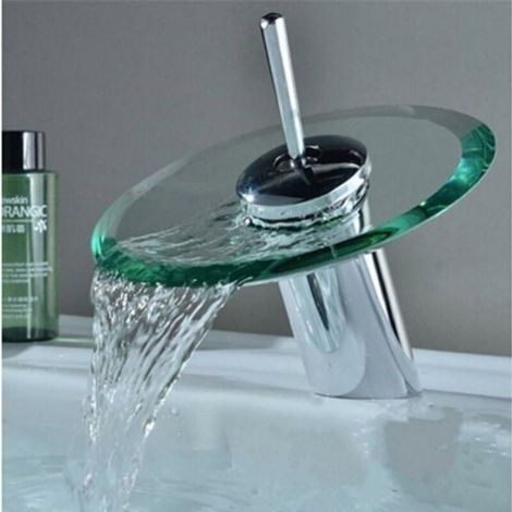 Mitigeur Lavabo Cascade - Disque Céramique - Débit Régulier - Acier Inoxydable Laiton Massif - Montage Un Trou - 1 Pièce (1/4)