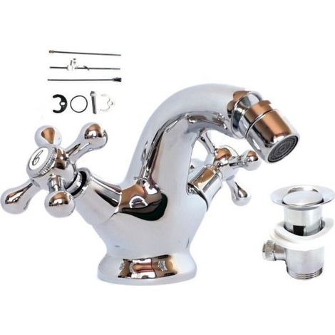 Rubinetto monoforo bide miscelatore doppio comando bagno ottone cromato 52345A