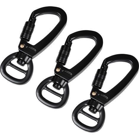 3 PCS Mousqueton Pivotant Crochets à 360 °, Mousqueton Laisse Chien en Alliage de Zinc Clip à Ressort Déclenchement pour Collier, Alpinisme (1/5)
