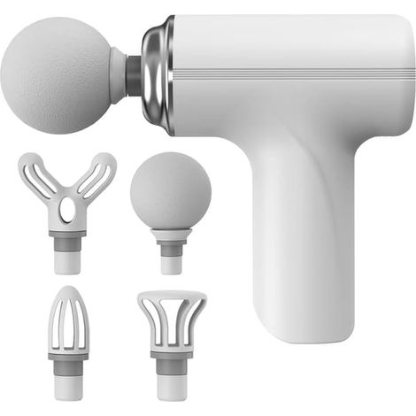 Mini pistolet de massage électrique blanc pour tissus profonds - Appareil de massage musculaire portable pour le dos et la nuque - Accessoire de fitness pour la maison et le bureau (1/5)