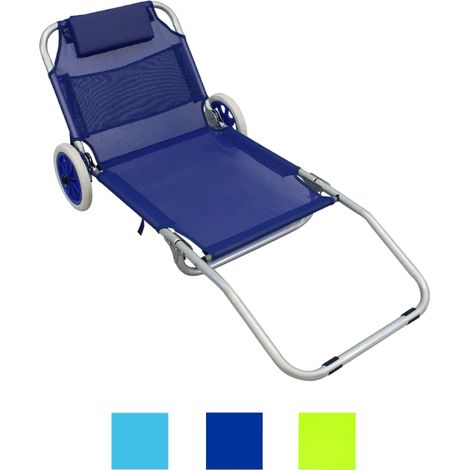 Chaise longue pliante portable en métal – Revêtement en tissu textilène 1x1 bleu – Dimensions 145x52x62h cm – Capacité de charge 110 kg – Cosma (1/5)