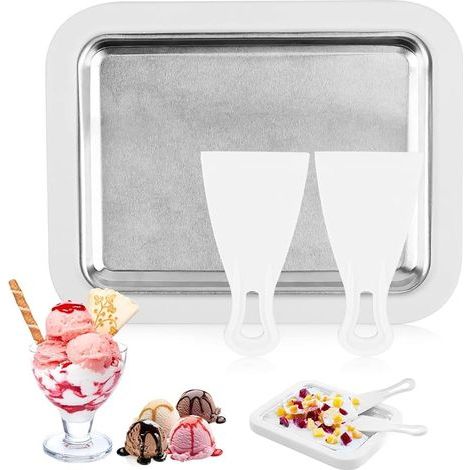 Machine à Crème Glacée Instantanée, Ice Roll Plaqueen, Machine à Glace Roulée Avec 2 Spatules, Plaque à Glace Roulée pour La Fabrication De Crème Glacée, Gelato, Fruits, Milkshake (1/5)
