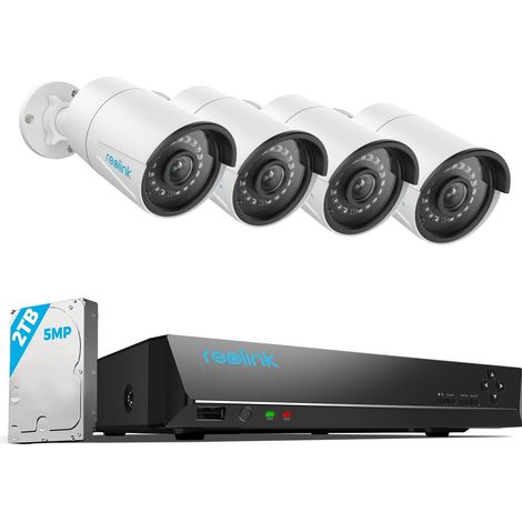 Reolink 5MP PoE Kit Videosorveglianza Esterno, 4K NVR 8CH 2TB + 4x 5MP Telecamera, Rilevamento di Uomo/Veicolo, Visione Notturna IR, Impermeabile IP67, Registrazione 24/7, RLK8-410B4-5MP (Bianco) (1/5)