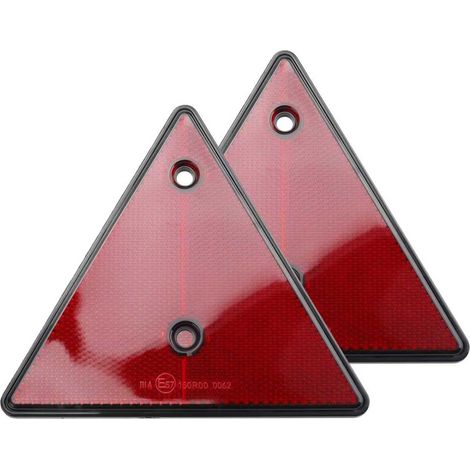 Lot de 2 réflecteurs - Triangle rouge - Avec double trou - Pour camion, remorque, tracteur, bateau, allée, boîte aux lettres (1/5)