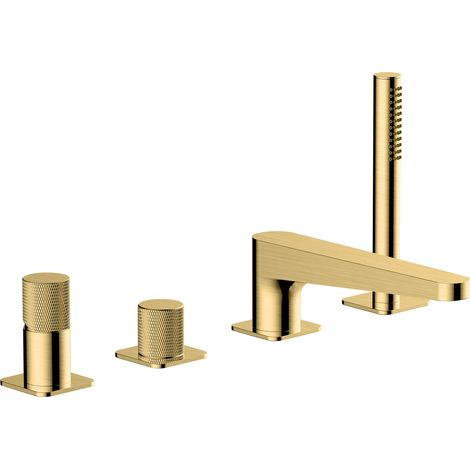 RAK Amalfi Brushed Gold Deck Mounted 4 Tap Hole Bath Shower Mixer - RAKAMA3013G (1/2)