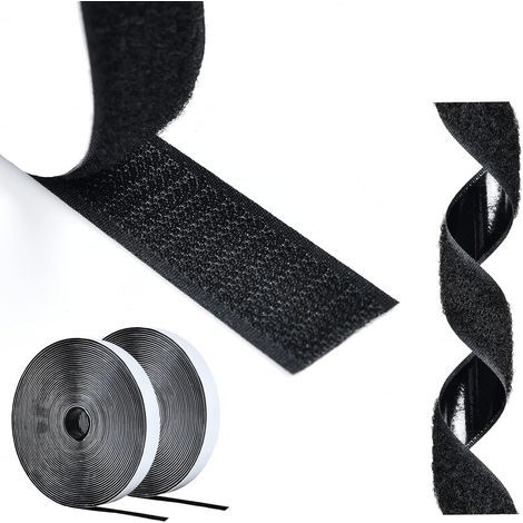 rollos de cinta de velcro, 5 m x 16 mm, nailon adhesivo de doble cara, cinta de velcro reutilizable, bricolaje para el hogar. (1/5)