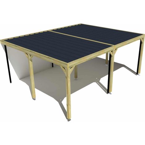 Carport bois • 6m x 5m • adossée • sens largeur • livraison comprise (1/3)