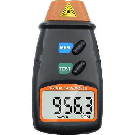 Tachymètre numérique LCD sans contact Tachymètre portatif Mesureur de vitesse de rotation du moteur pour moteur, roues, tour, ventilateur électrique, piles incluses (1/5)