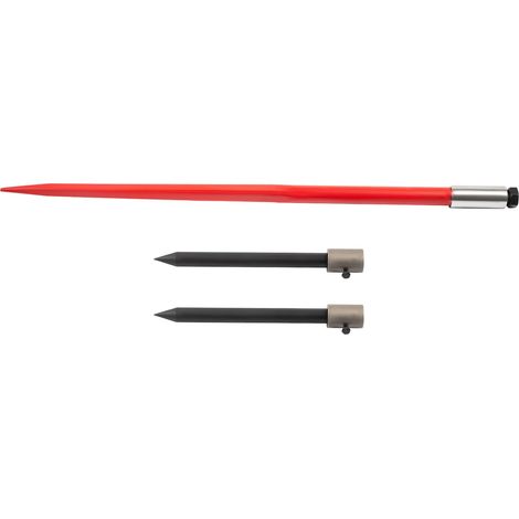 49" 3000 lb Ballengabel, Schnellwechsel-Heugabel, Vierkantzinken für Rundballen, rot, mit 2 Stabilisierungsspitzen (1/5)