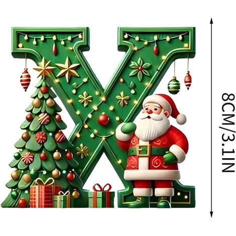 Lettres Alphabet - Décoration Arbre De Noël En Acrylique - 26 Lettres Personnalisables - 8 cm - Lot Unique (1/5)
