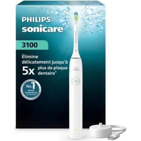 Brosse a dents électrique sonique - PHILIPS - HX4031/21 - blanche - rechargeable - 3 intensités (1/2)