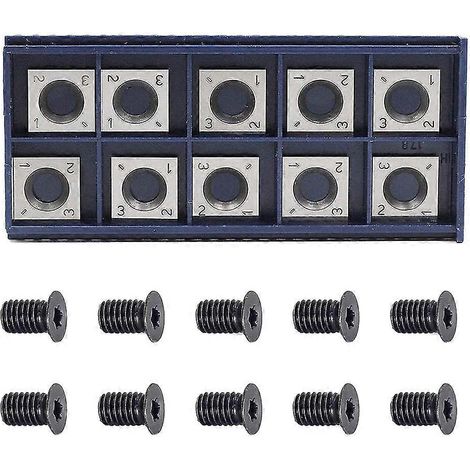 10 plaquettes de coupe carrées indexables de 14 mm en carbure avec 10 vis M610 mm pour le travail du bois (plaquettes de coupe en spirale/H) (1/5)