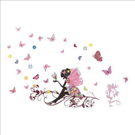 Filles Papillon Rose Stickers Muraux Chambre d'enfant Décor de chambre d'enfant