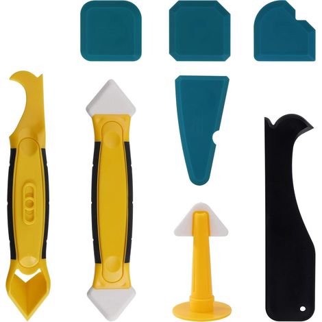 Ensemble de 8 outils de calfeutrage en silicone, grattoir à buse, lisseur de joints en silicone pour salle de bain et cuisine