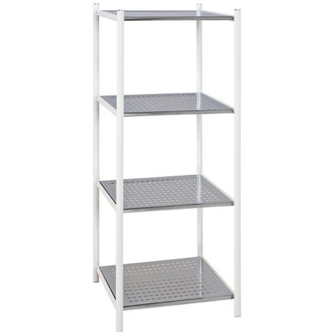 Etagère salle de bain blanc-chromé Dim : L40 x H103 x P35 cm (1/2)
