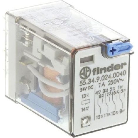 Finder 55.34.9.024.0040 - Relais sans accrochage 4 RT Enfichable, Bobine 24V dc