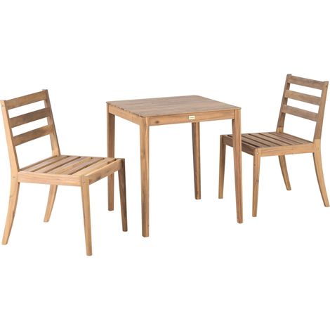 Set da giardino rustico certificato in legno di acacia 2 sedie Tavolo marrone chiaro Chioggia (1/5)