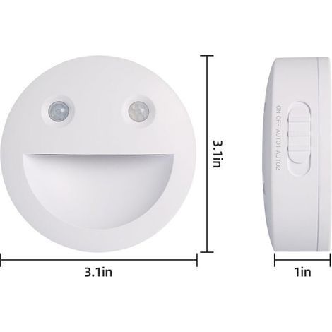 LED-Nachtlichter mit Bewegungsmeldern, 2er-Set, geeignet für Treppenhäuser oder Flure, Farbtemperaturen von 2700 K bzw. 5000 K, blendfreies Licht. (1/3)