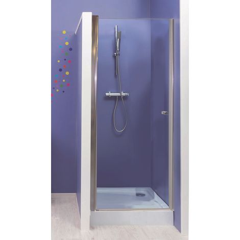 ONDEE - Mamparas de baño FRISCO, Puertas de ducha abatibles - Acabados cromados - 80x194,5cm - Vidrio templado Transparante (1/4)