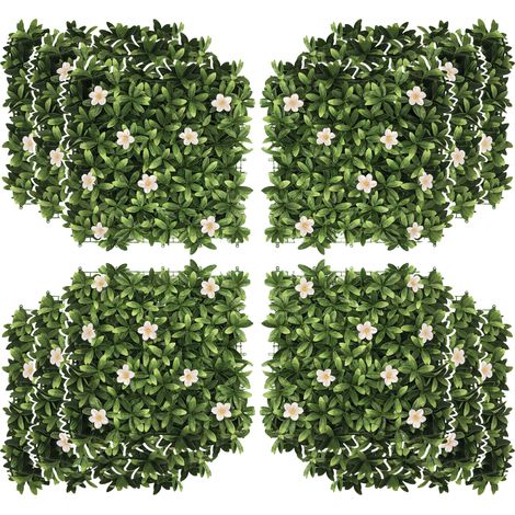 Outsunny 12PCS Artificial Boxwood Wall Panels 50cm x 50cm Rhododendron Privacy Fence Screen Faux Hedge Greenery Backdrop for Home Garden Backyard Balcony