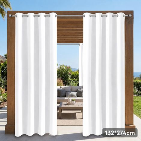 ROSNEK PatioGuard Rideau extérieur imperméable anti-accrocs à œillets 132 x 274 cm semi-occultant Blanc 1 panneau