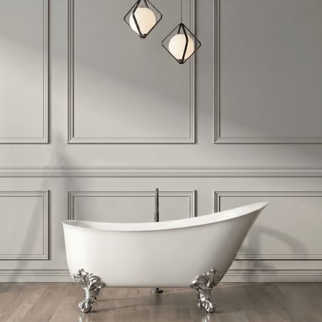 Bañera con patas BALMAIN  161 cm patas ÁGUILA CROMADAS