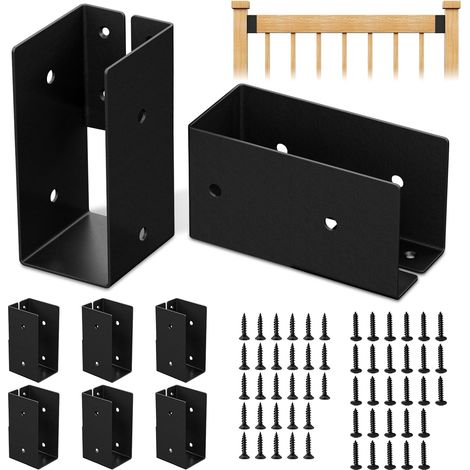 8Pcs de Cintres dissimulés pour Solives,Cintre caché de solive de Lumière, Support de Gardecorps pour Connecter du bois de 4 x 9,1 cm aux Poteaux en bois de Gardecorps (1/5)