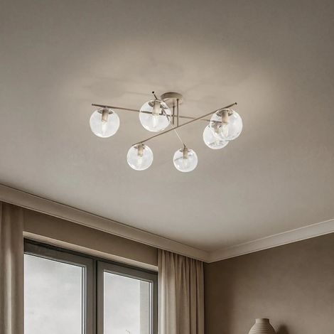 [GEBRAUCHT] B-Ware Zoe Deckenleuchte Lampe Glas Beige Metall Wohnraumleuchte Deckenlampe 72 Cm