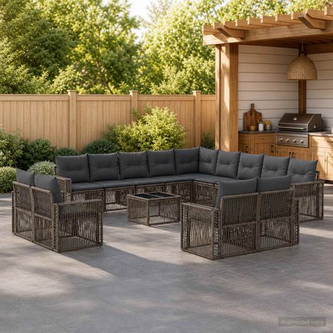 Set Divano da Giardino 14 pcs Grigio e Grigio Scuro polyrattan vidaXL (1/5)