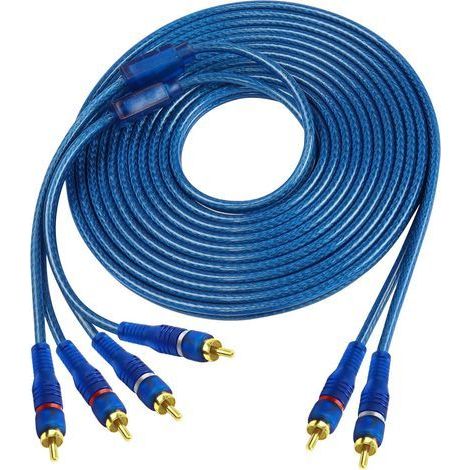 Câble d'interconnexion audio RCA pour voiture, 2 canaux à 4 canaux RCA audio voiture y Splitter adaptateur cavalier Paire torsadée OFC full Shield Noise Reduction (5m)