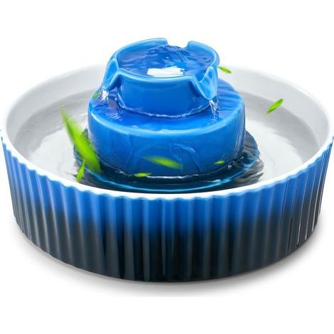 Keramik-Katzenbrunnen, 2,1 l, Porzellan-Wasserspender für Katzen, 360°-Zugangsbereich, mehrstufiges Filtersystem, für Haustiere, Blau (1/5)