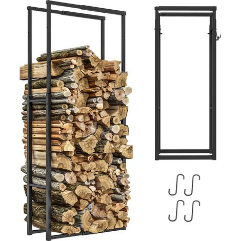 Ausziehbares Holzregal mit 4 Haken für den Innen- und Außenbereich, Maße: 40–65 x 25 x 100–150 cm, Tragkraft: 100 kg, schwarz (1/5)