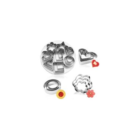 Emporte-pièces-Set de 24 pièces, Mini-Biscuit-des Emporte-pièces en acier Inoxydable, Coeur, Étoile, Cercle et rond Blumenformen, Pâtisserie Moule de cuisson pour Biscuits, pâte à sucre, Kuchendekorat (1/4)