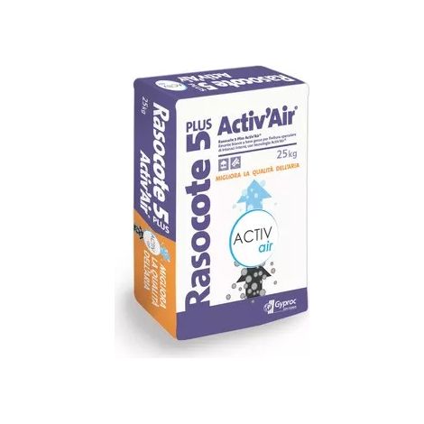 Rasocote 5 plus activ air light rasante bianco a base gesso e calce 25kg