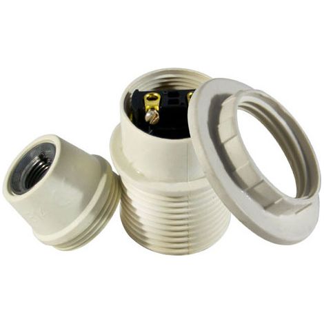 Douille E14 filetée avec bague bornes auto Blanc - garantie 2 ans