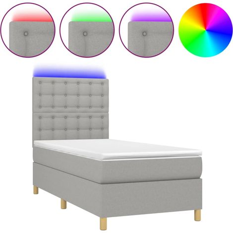 Maison Exclusive - Letto a Molle Materasso e LED Grigio Chiaro 80x200 cm Tessuto