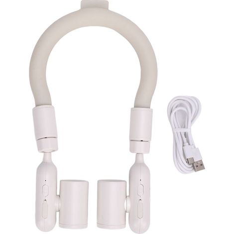 Ortviai Ventilateur Portatif Rafraîchissant pour Cou avec Tube PCM, Silencieux, Léger et Réglable sur 3 Vitesses – Blanc