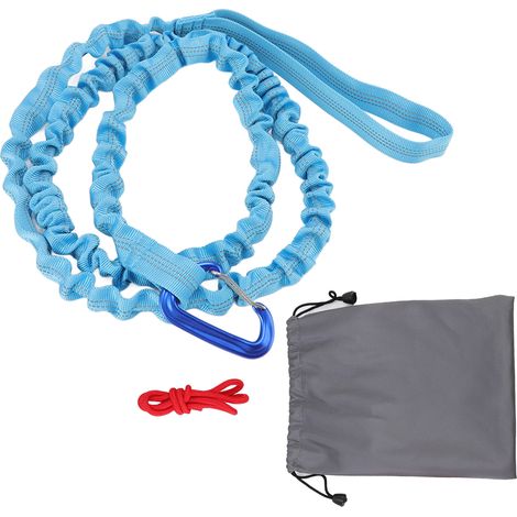 Corde de remorquage vélo extensible 1,7 m, nylon et alliage, portable, bleue, pour entraînement en plein air (1/5)