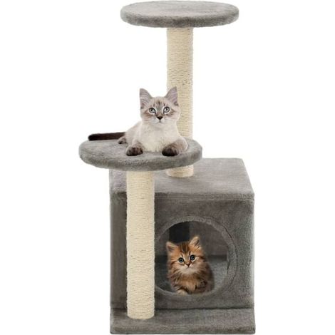 Arbre à chat avec poteau à griffes en sisal, 60 cm, gris
