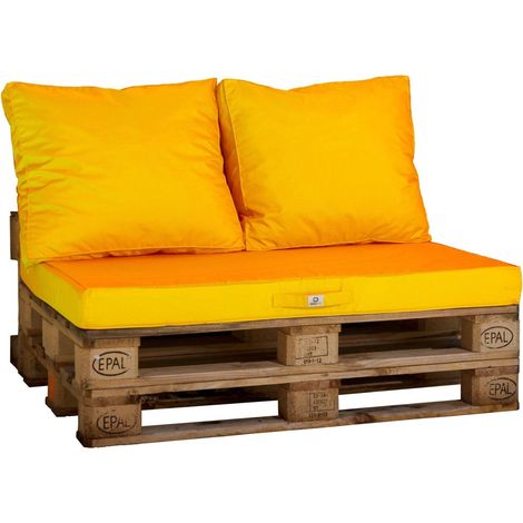 Lot matelas pour palette déhoussable avec assise de 120x80x10cm et dossier Jaune