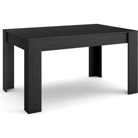 Skraut Home – Table de salle à manger 140x90cm – Pour 6 personnes – Structure robuste en noir avec veinage poreux – Style moderne (1/5)