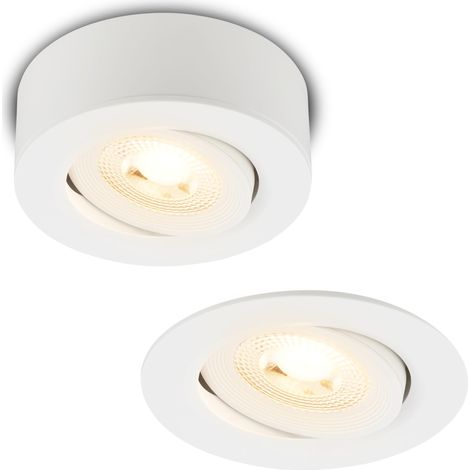 Spot LED 2 en 1 à monter en saillie et à encastrer, orientable, à intensité variable, lumière blanc chaud, LED Spot 230V, luminaire encastré, spot de plafond, 68mm, 90x30mm (DxH), blanc (1/5)
