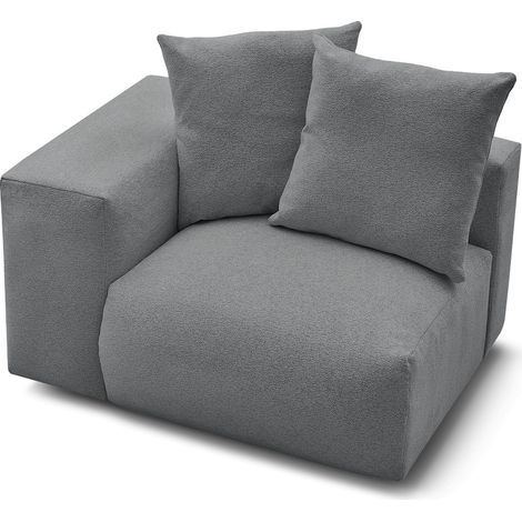 BOBOCHIC - Chauffeuse 1 place avec accoudoir pour canapé modulable VOLTAIRE tissu chiné Angle gauche Gris foncé (1/5)
