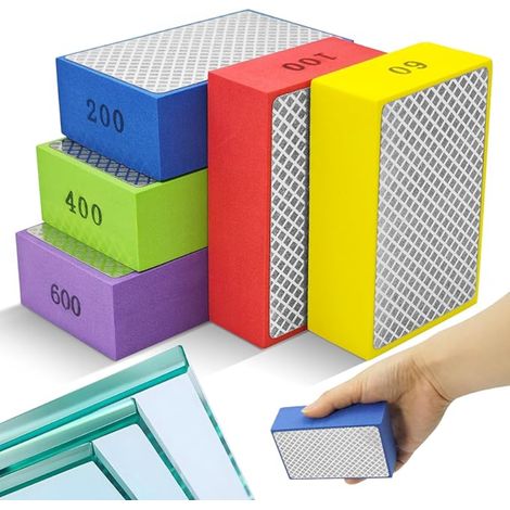 Éponges de Ponçage,Tampons de Polissage Cale à Poncer Carrelage Blocs Diamant Carreaux Céramique Verre Pierre Granit Marbre Grains 60 100 200 400 600 (1/5)
